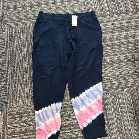 J Jill Navy Tie-Dye Jogger Bottoms - Pink & White Accent - Picture 3 of 6